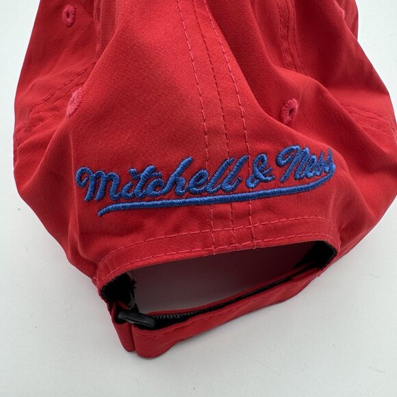 Mitchell & Ness Philadelphia 76ers Core Basic Red Adjustable Snapback Hat Cap - Picture 10 of 12